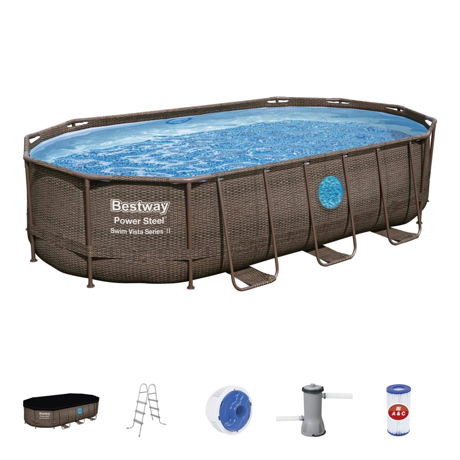Bestway Power Steel Swim Vista Series II 17' X 10' X 42" Above Ground Pool Set - Image 3